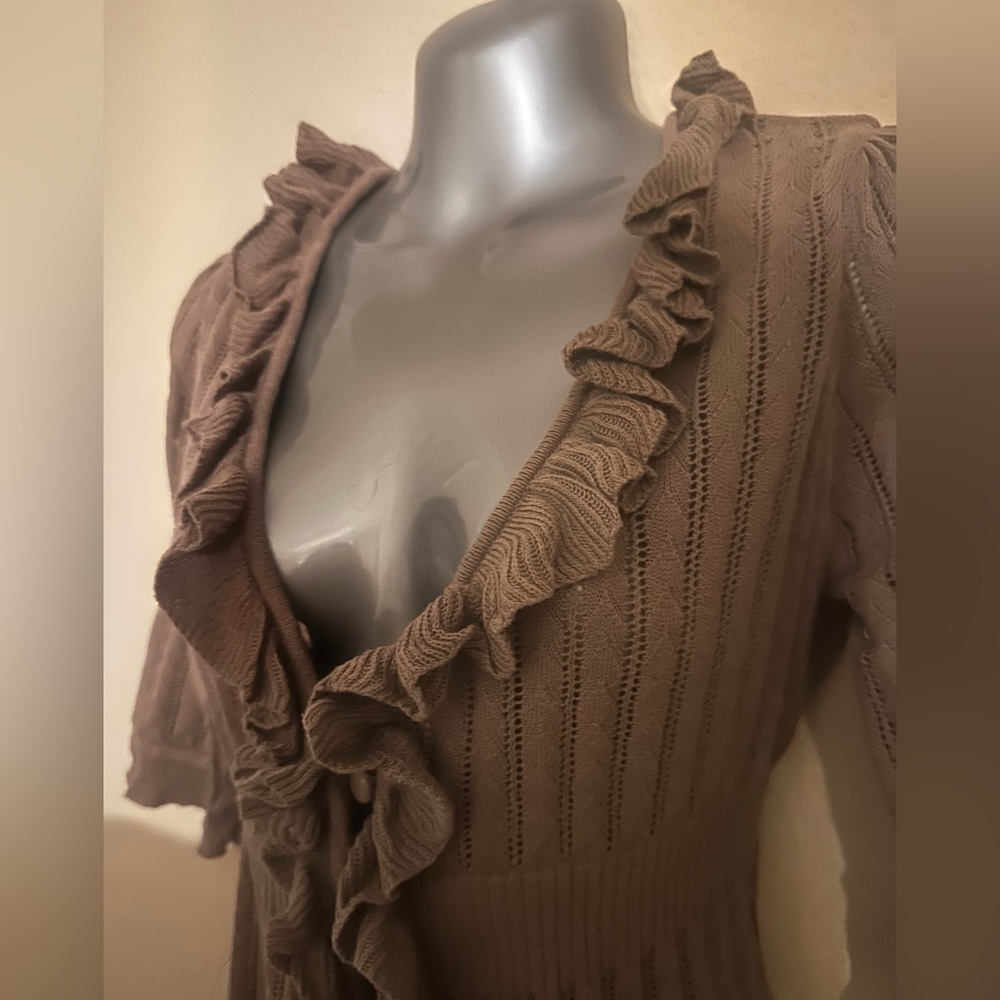 Bette Paige Vintage Sweater Cropped 3/4 Sleeves Brown Womens Medium - Picture 2 of 4